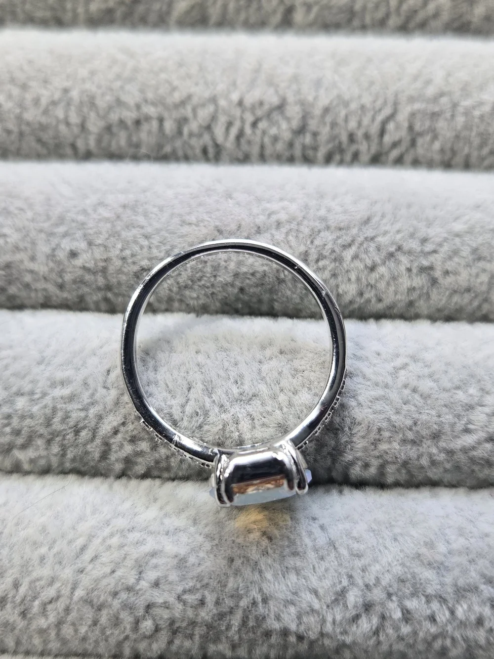 Bomb Party Ring Sz 7 RBP7477 ‘Journey Beyond’ White Opal & Smokey Topaz/Rhodium